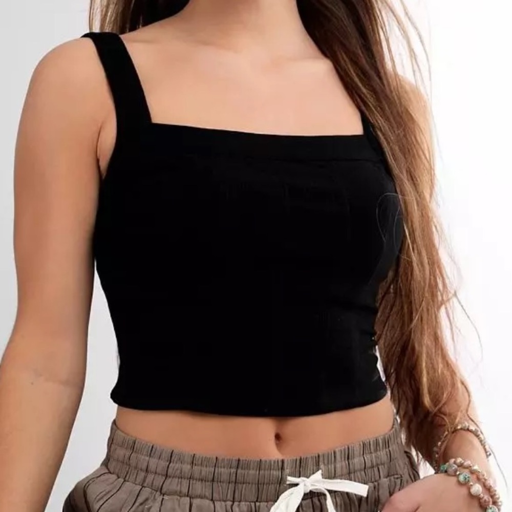 Free People Black Scarlett Cropped Tank Top Size M